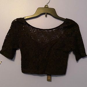 Black lace crop top